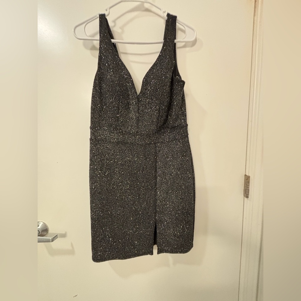 Gray Sleeveless Plunge Bodycon Mini Dress